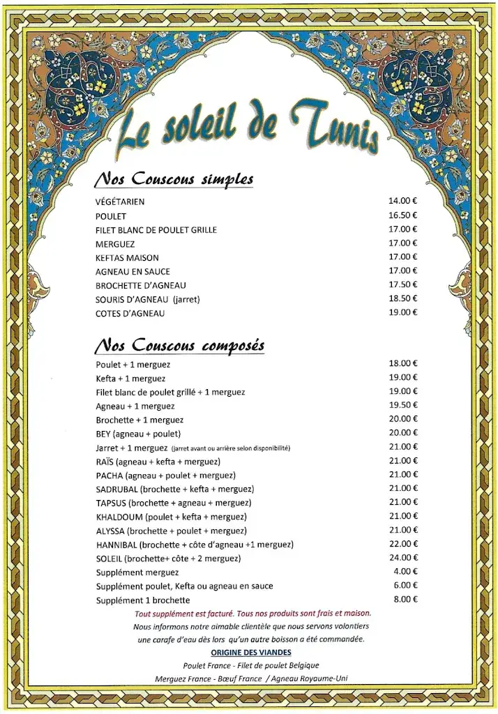 Menu_Le Soleil De Tunis_Douai_image_2