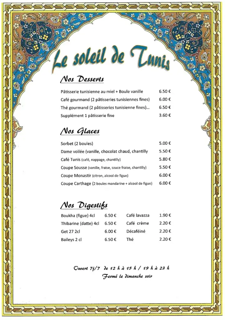 Menu_Le Soleil De Tunis_Douai_image_3