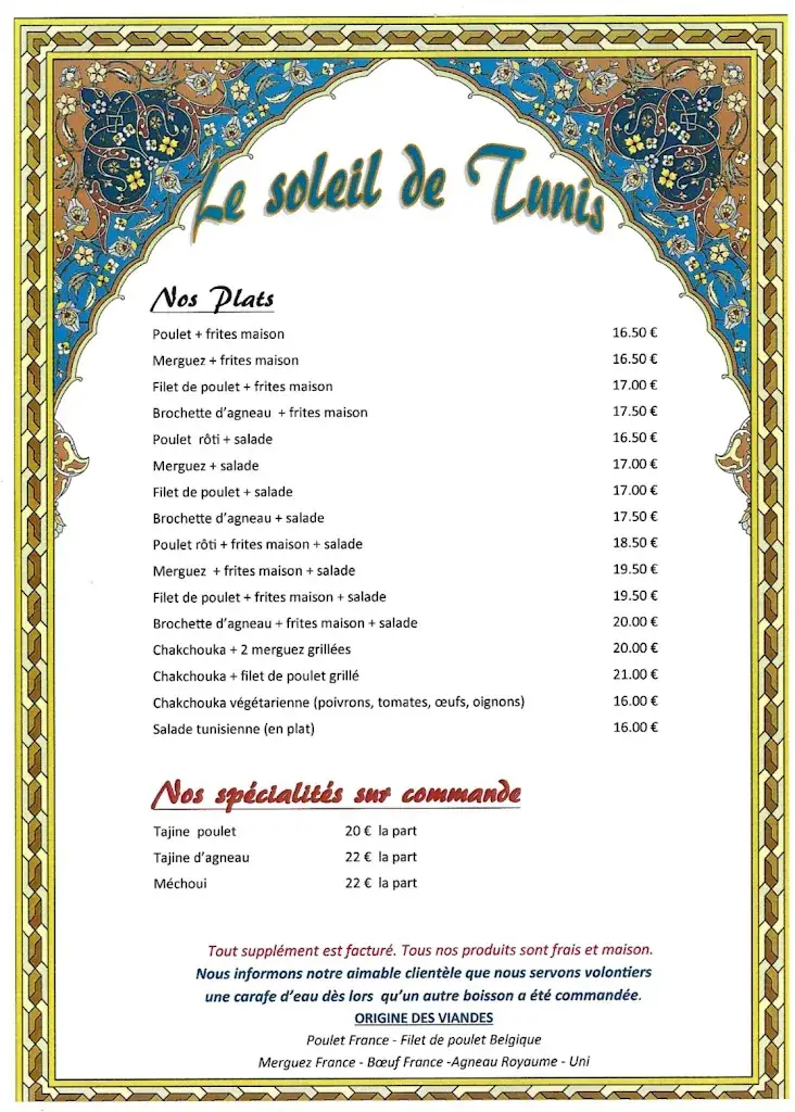 Menu_Le Soleil De Tunis_Douai_image_4