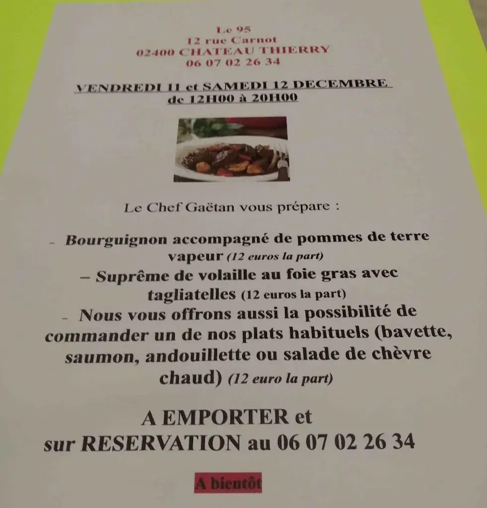 Menu_Le 95, Restaurant_Château-Thierry_image_4