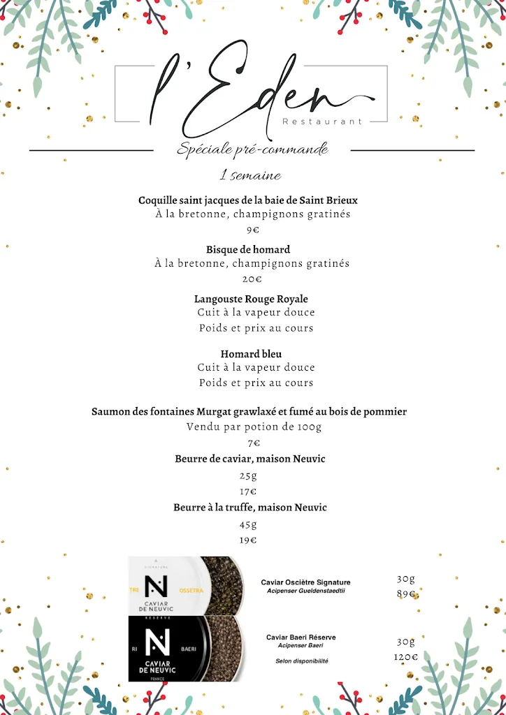 Menu_L'Eden Restaurant poissons, Fruits de mer_Coublevie_image_3