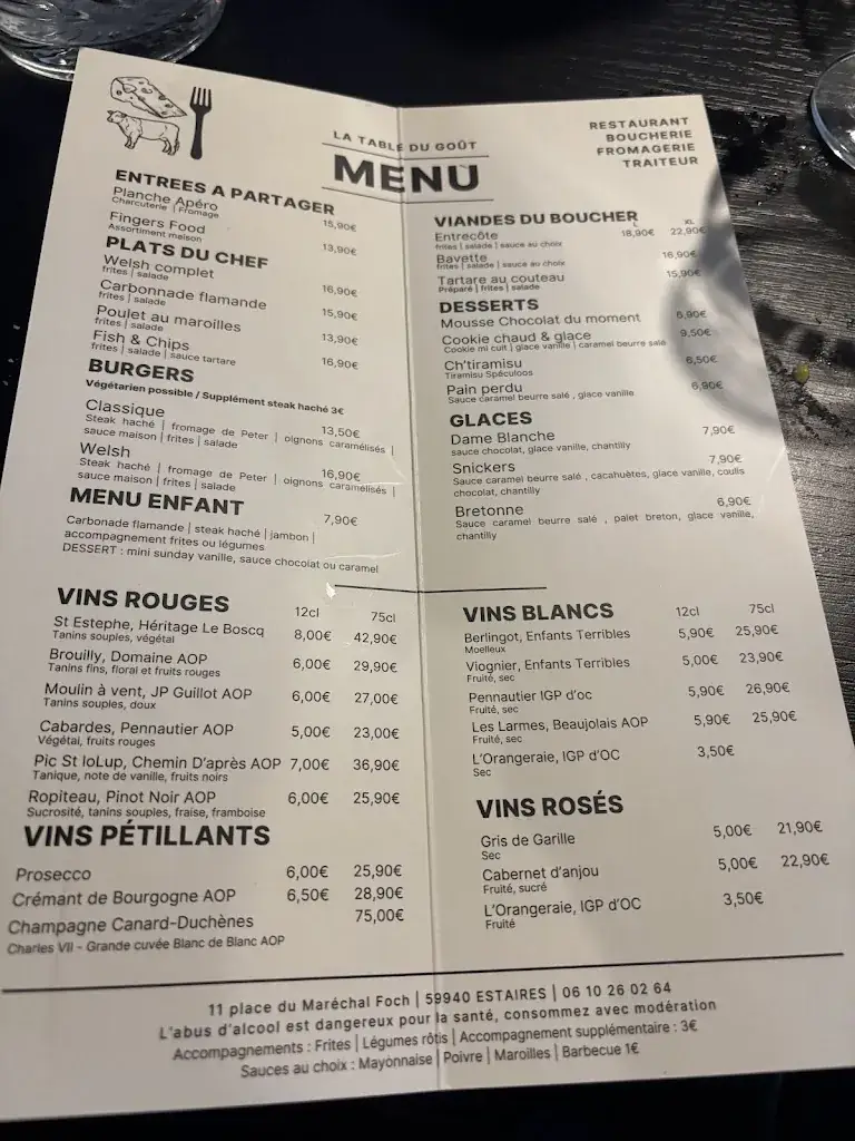 Menu_La Table du goût_Estaires_image_2