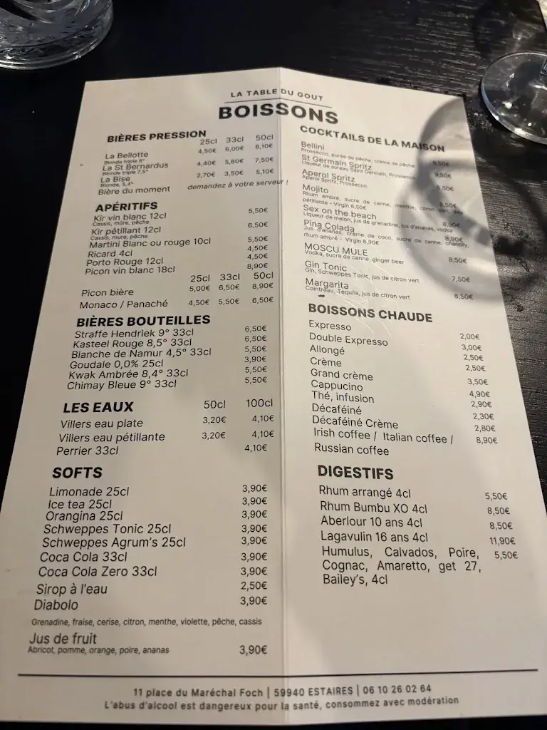 Menu_La Table du goût_Estaires_image_3