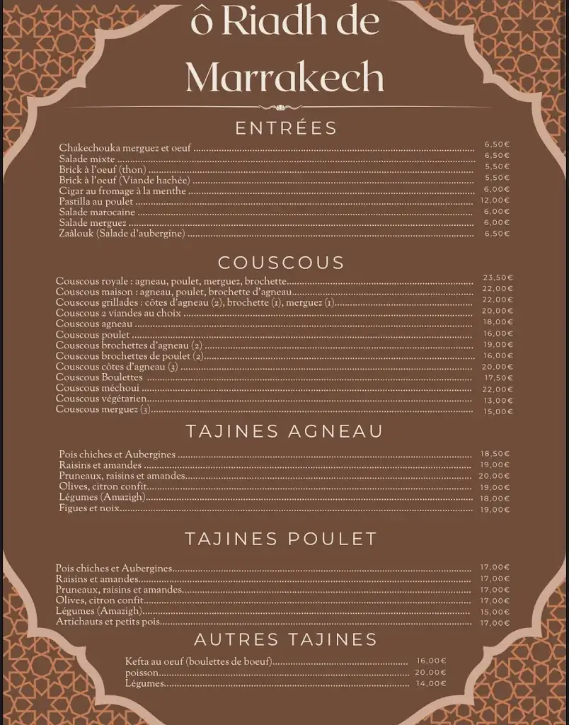 Menu_Ô Riadh de Marrakech_Fruges_image_1