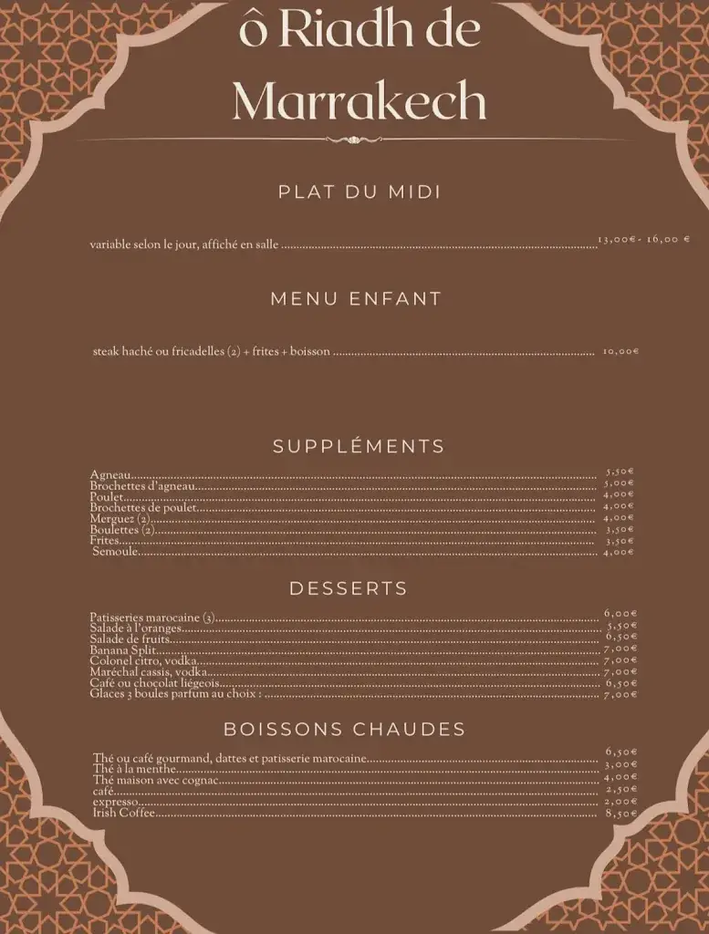 Menu_Ô Riadh de Marrakech_Fruges_image_2