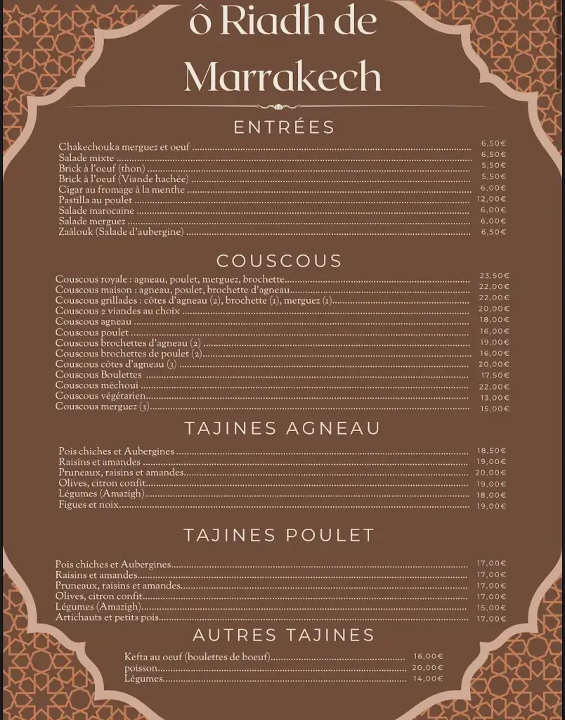 Menu_Ô Riadh de Marrakech_Fruges_image_3
