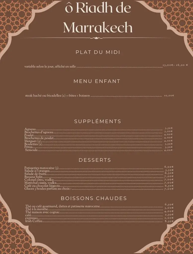 Menu_Ô Riadh de Marrakech_Fruges_image_4