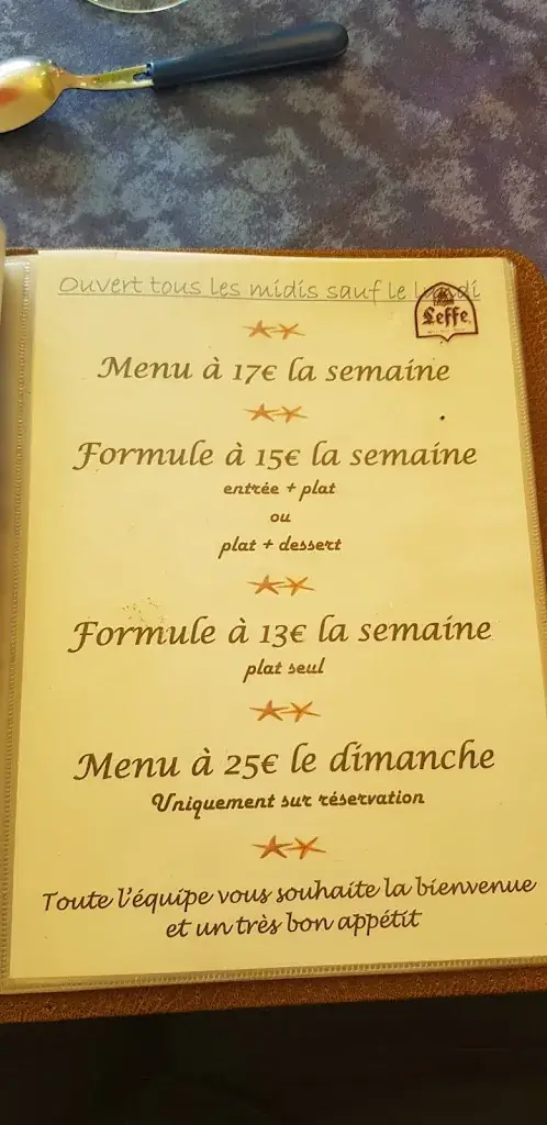 Menu_Bar Brasserie la Petite Sirene-_Beaumetz-lès-Aire_image_1