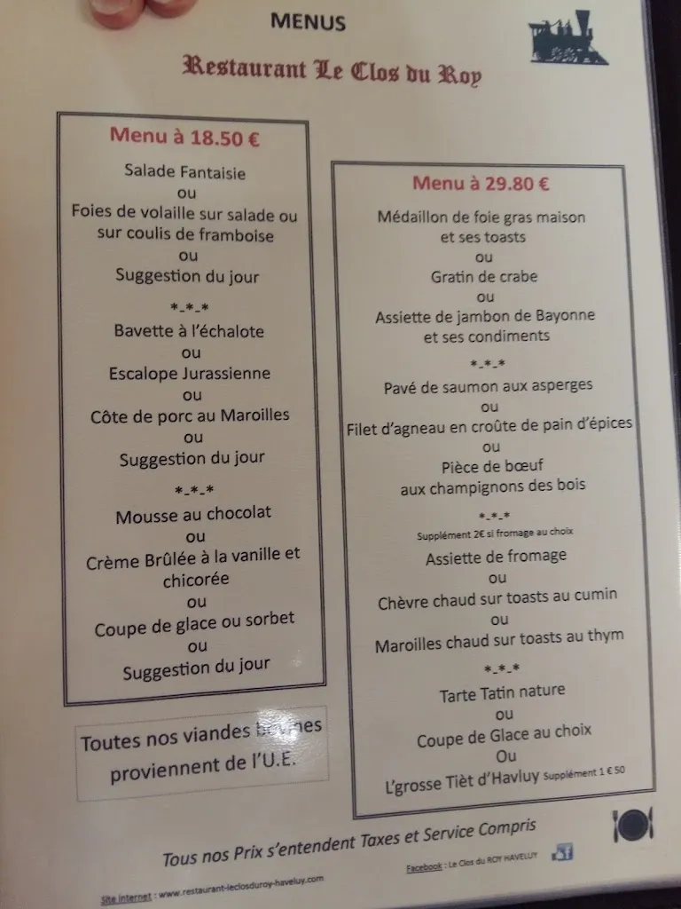 Menu_Le Clos Du Roy _Haveluy_image_2