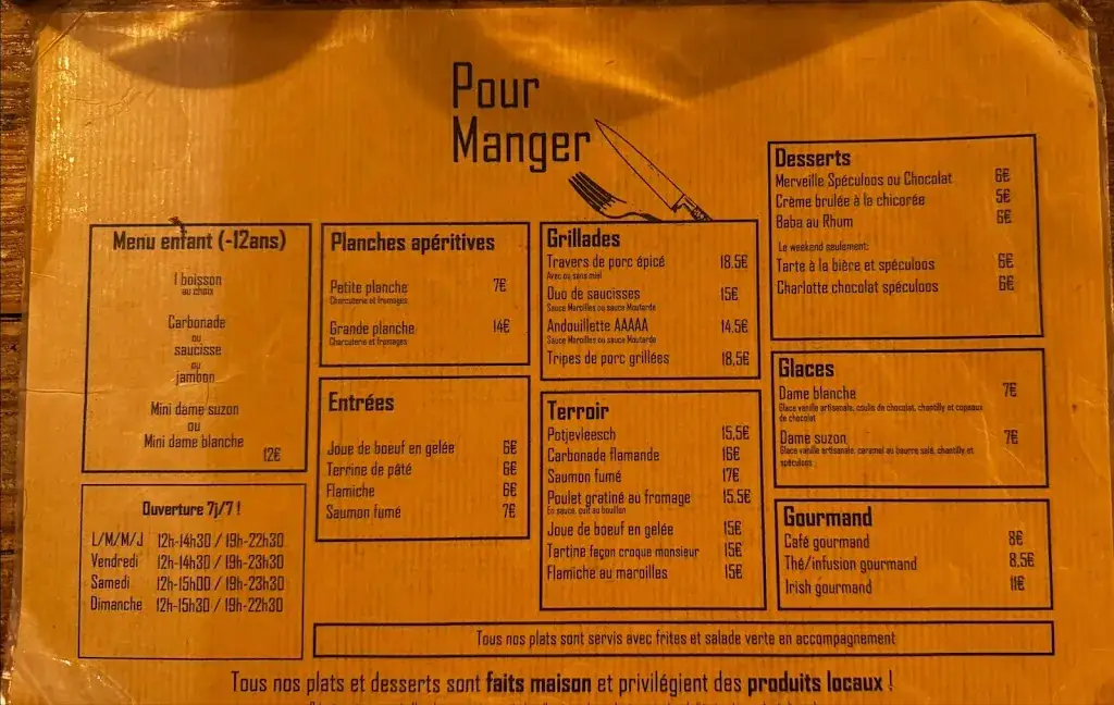 Menu_Estaminet de la Maison Commune 't Oude Wethuys_Hondeghem_image_1