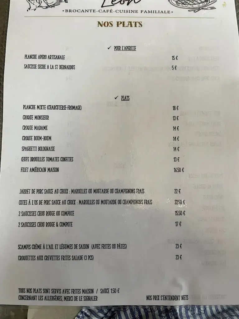 Menu_Bistrot Léon_Oost-Cappel_image_1