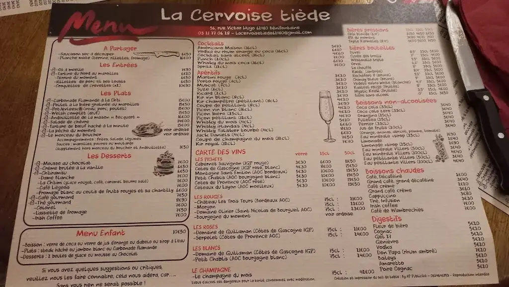 Menu_La Cervoise Tiède_Bénifontaine_image_2