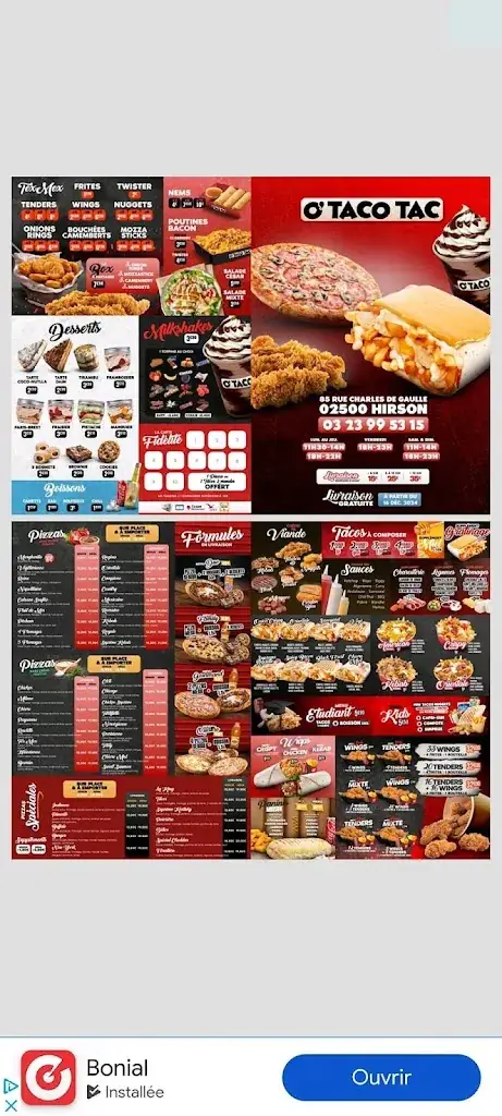 Menu_O'Taco Tac tacos Hirson_Hirson_image_1