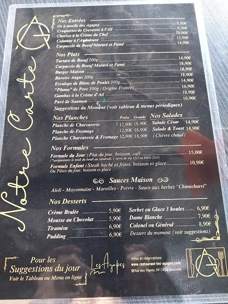 Menu_Les Agapes Bar Brasserie_Sentinelle_image_4