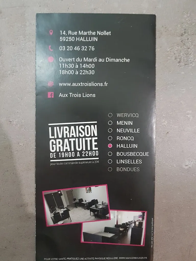 Aux Trois Lions restaurant in Halluin