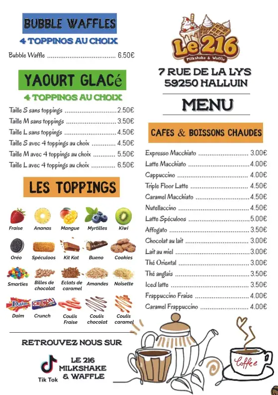 Menu_Le 216 Milkshake & Waffle_Halluin_image_2