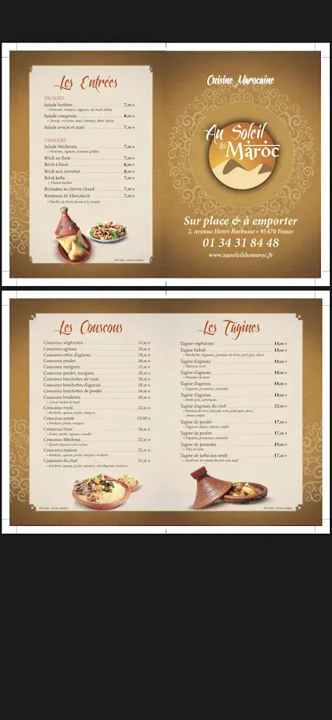 Menu_Au Soleil du Maroc_Fosses_image_3