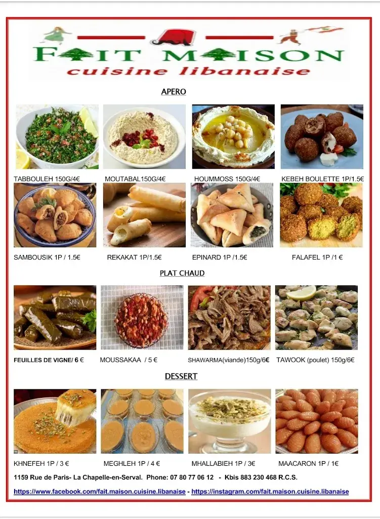 Menu_Fait Maison Cuisine Libanaise_Orry-la-Ville_image_4