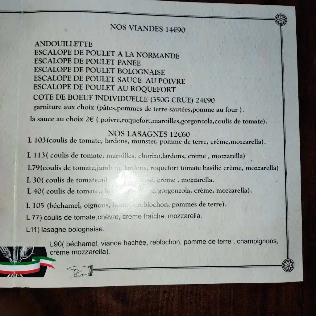 Menu_Pizzeria La Tarentelle. Service Sur Place , Service Emporté ,service Livraison**_Lacroix-Saint-Ouen_image_3