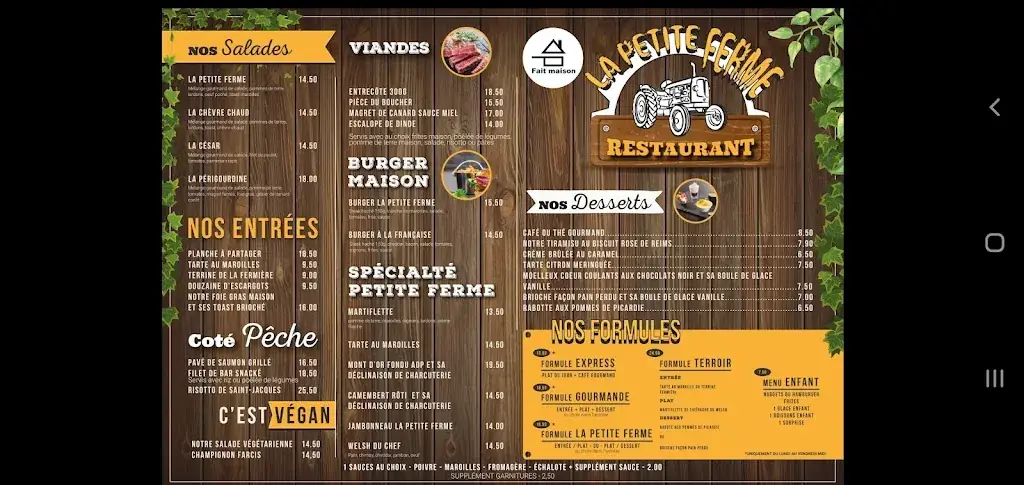 Menü_La petite Ferme Laon_Laon_Bild_1