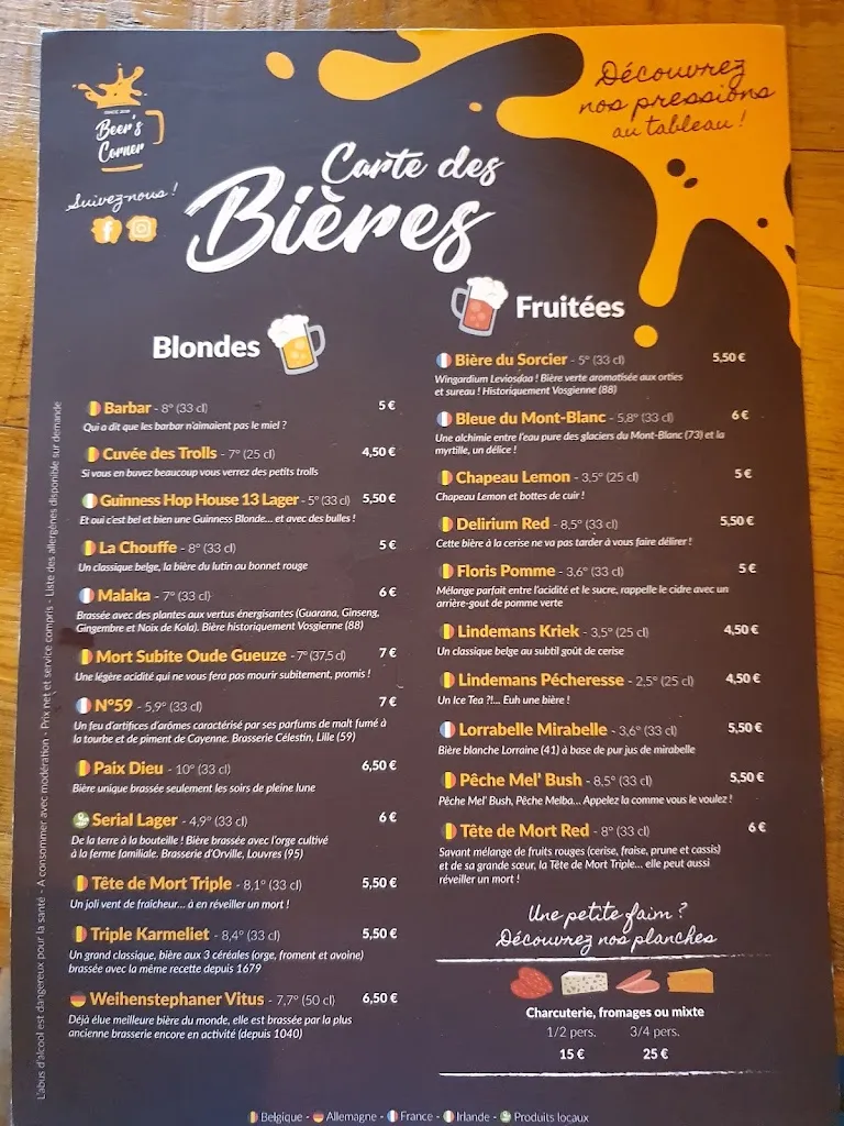 Menu_Beer's Corner_Plessis-Belleville_image_1