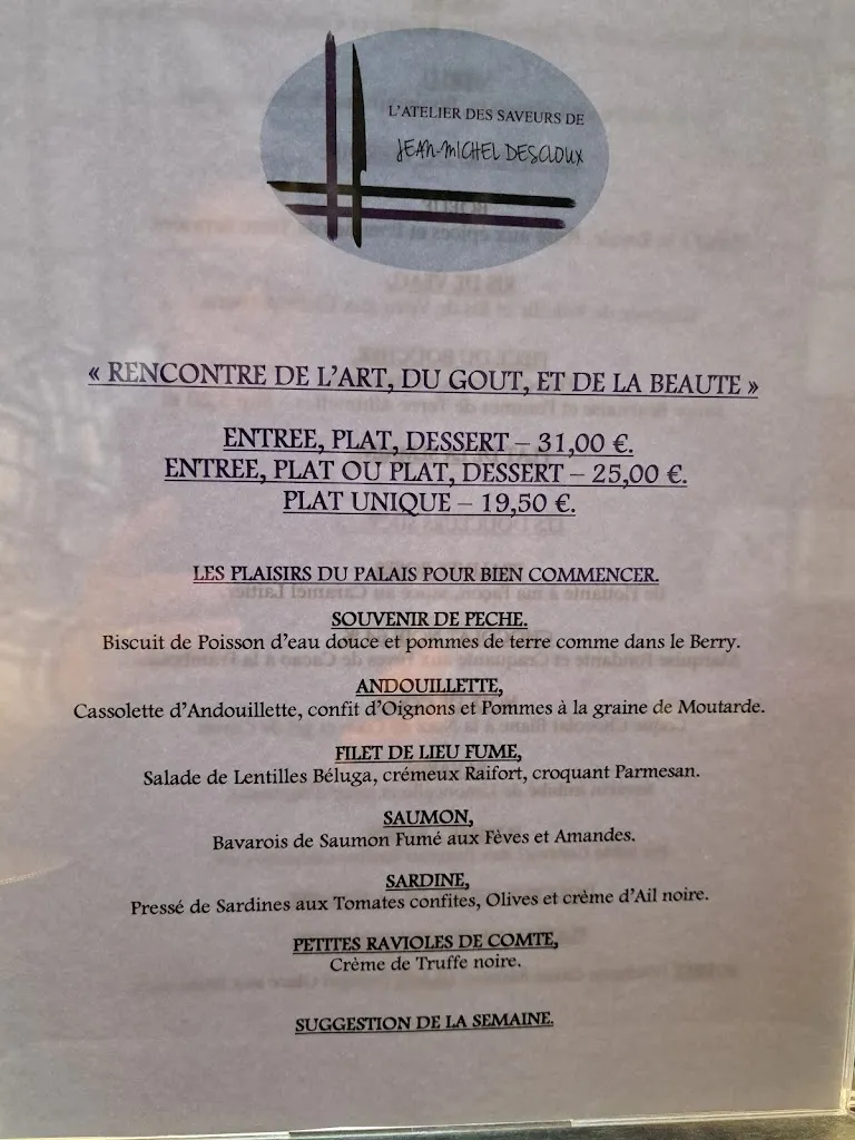 Menu_L'Atelier des saveurs de Jean-Michel Descloux_Longueau_immagine_3