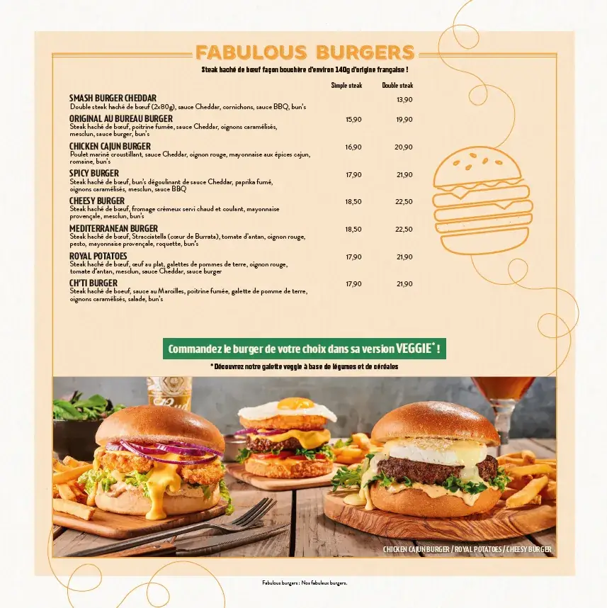 Menu_Au Bureau Leers - Lys lez Lannoy - Roubaix – Pub Brasserie Restaurant – Afterwork, Burgers, Bières, Sport en direct_Lys-lez-Lannoy_image_4