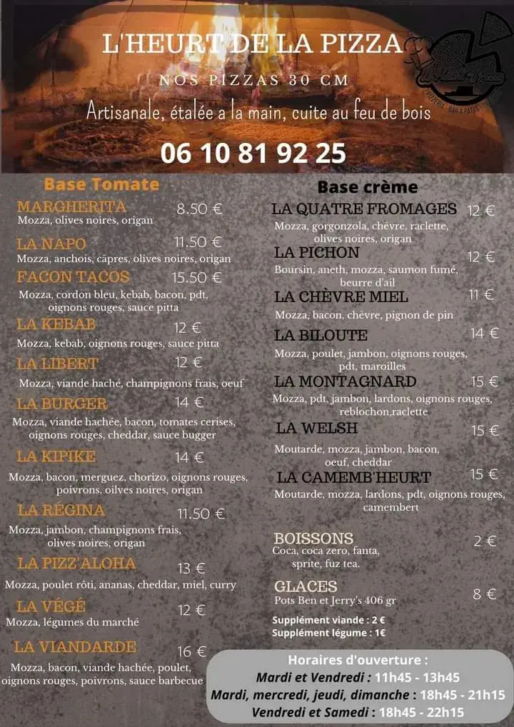 Menu_L’Heurt de la Pizza_Portel_image_1