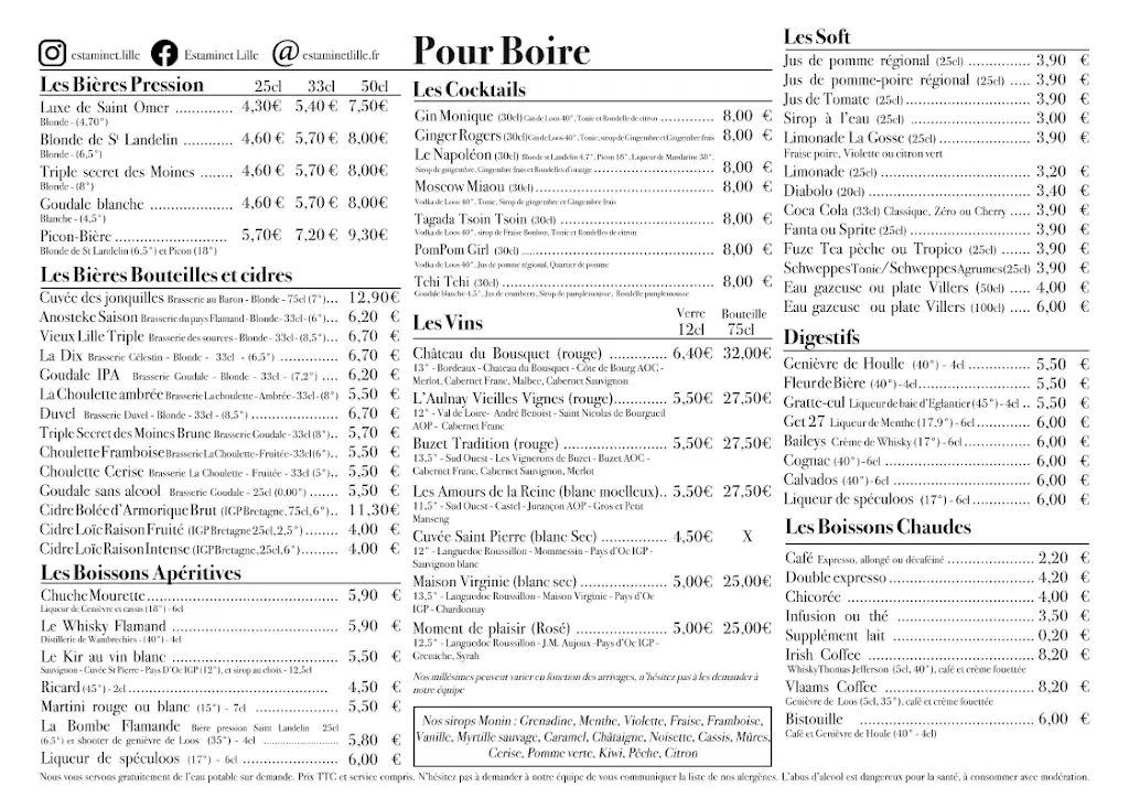 Menu_Estaminet Au Vieux De La Vieille_Lille_imagen_2