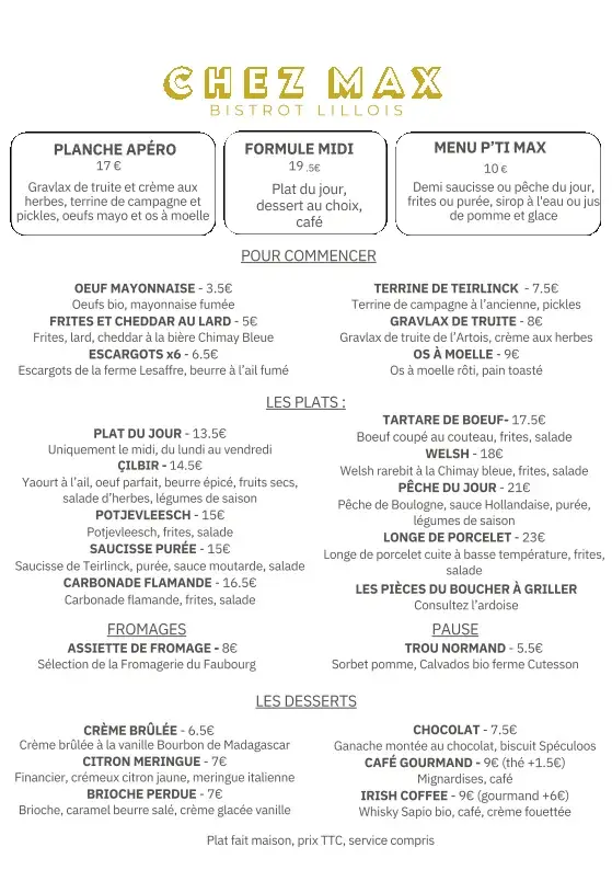 Menu_Chez Max Bistrot Lillois_Lille_image_1
