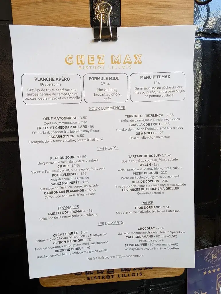 Menu_Chez Max Bistrot Lillois_Lille_image_4