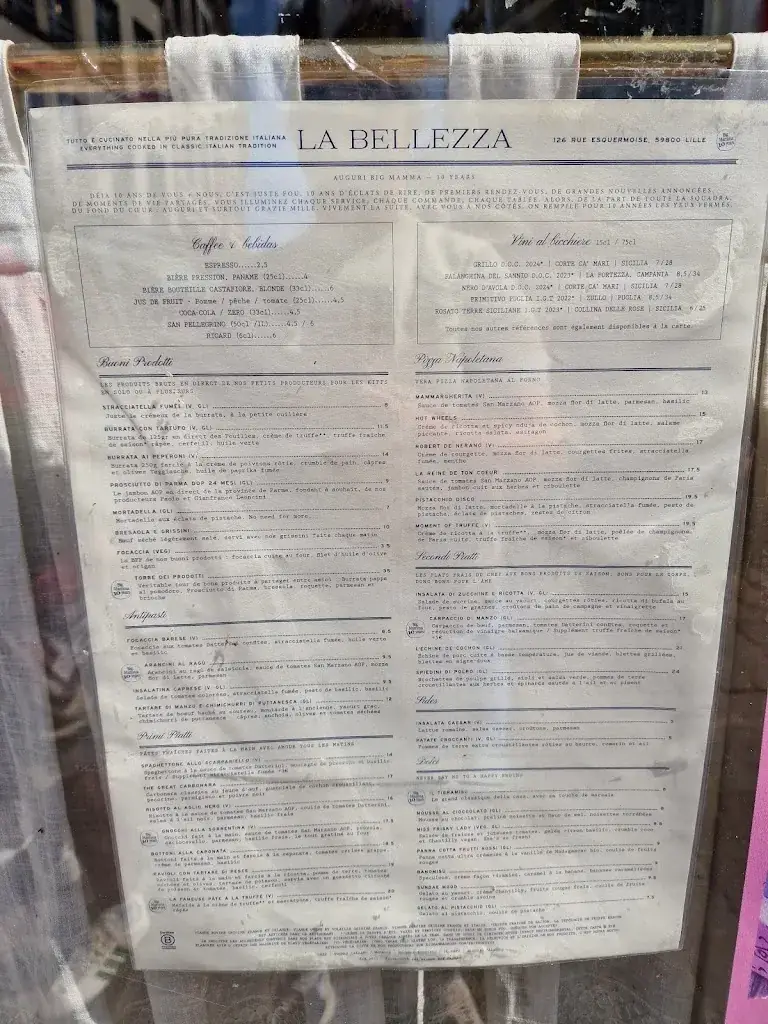 Menu_La Bellezza Lille_Lille_image_2