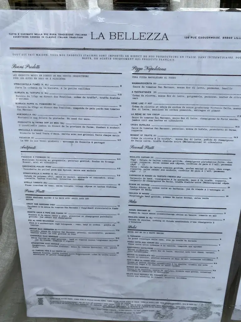 Menu_La Bellezza Lille_Lille_image_3