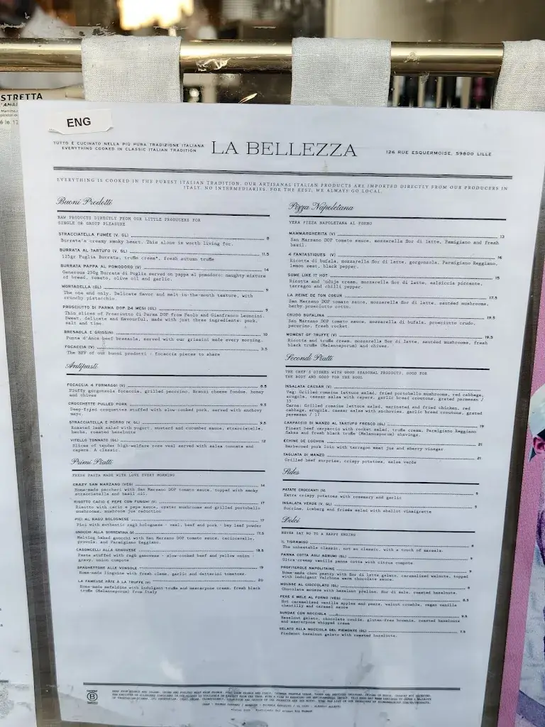Menu_La Bellezza Lille_Lille_image_4
