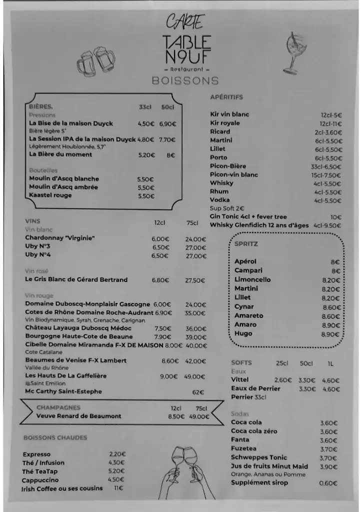Menu_Table N9uf - Restaurant Vieux Lille_Lille_image_2