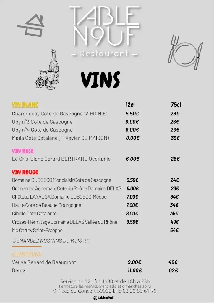 Menu_Table N9uf - Restaurant Vieux Lille_Lille_image_3