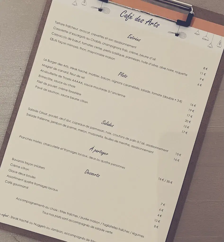 Menu_Restaurant Café Des Arts_Marquise_imagen_1