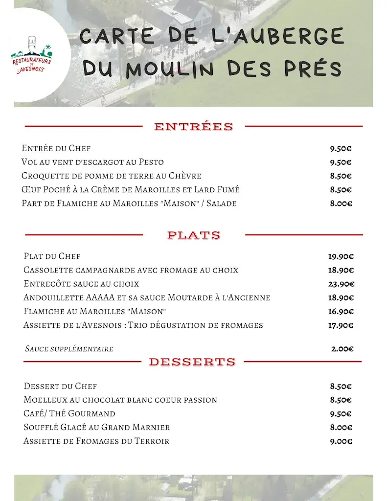 Menü_L'Auberge du Moulin des Prés_Maroilles_Bild_1