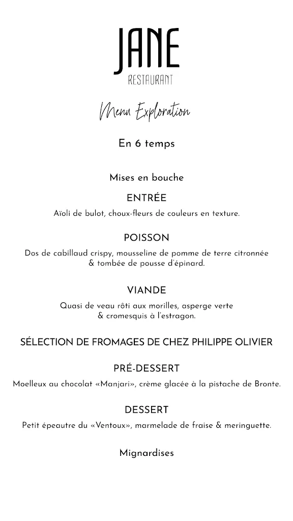Menu_Le Jane - Restaurant gastronomique à Lille_Lille_image_2