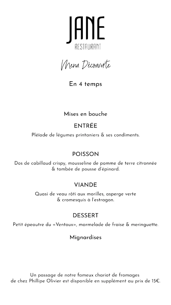 Menu_Le Jane - Restaurant gastronomique à Lille_Lille_image_3