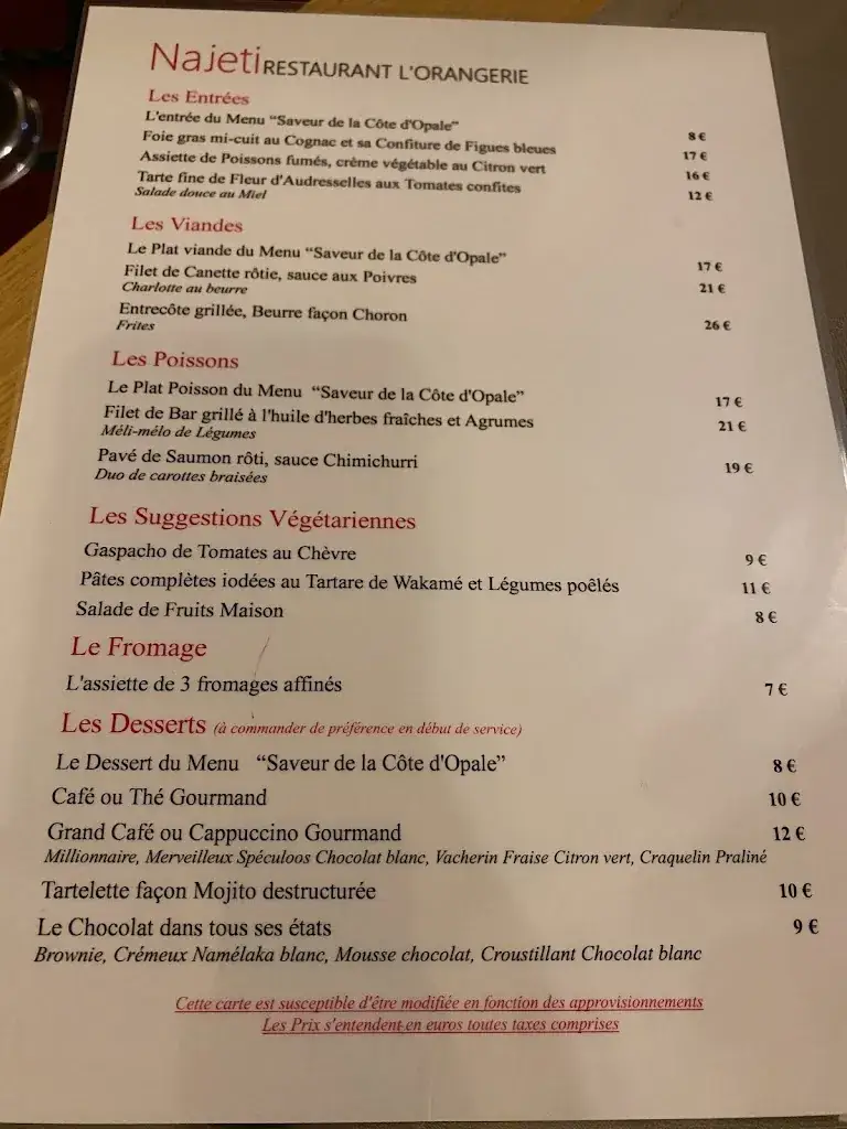 Menü_Najeti Restaurant The Orangery_Neufchâtel-Hardelot_Bild_1