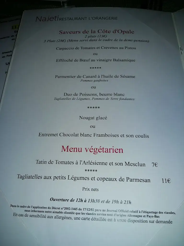 Menü_Najeti Restaurant The Orangery_Neufchâtel-Hardelot_Bild_4