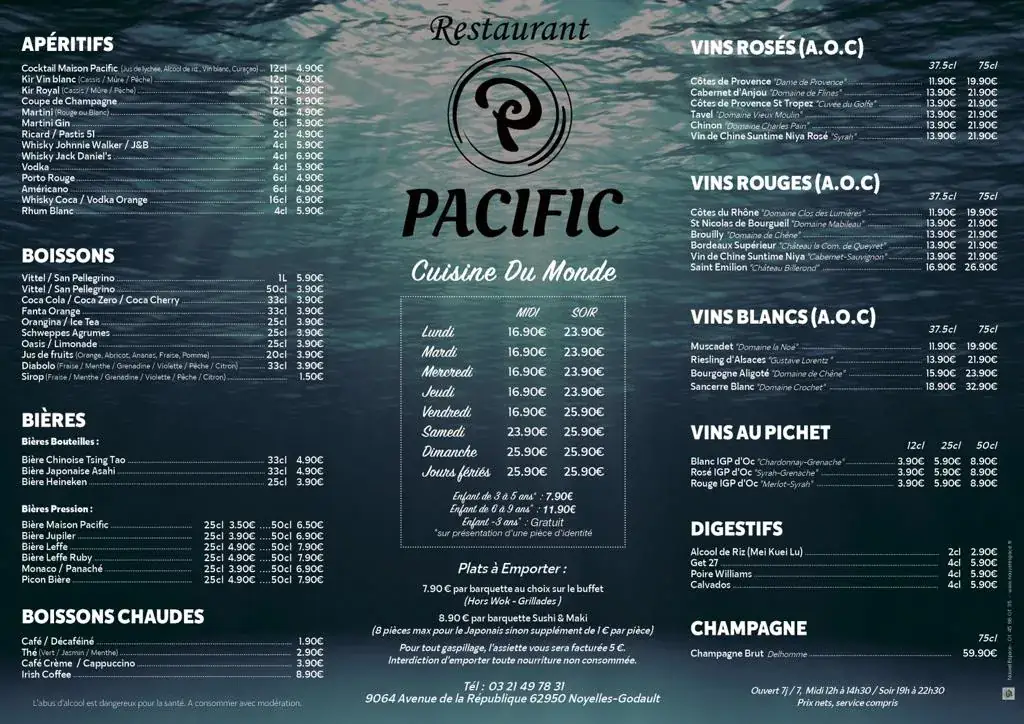 Menu_Restaurant Pacific Noyelles_Noyelles-Godault_image_1