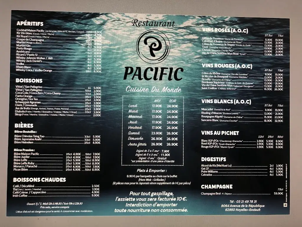 Menu_Restaurant Pacific Noyelles_Noyelles-Godault_image_2