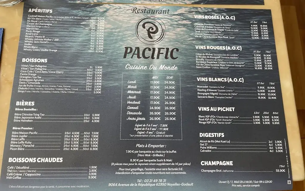 Menu_Restaurant Pacific Noyelles_Noyelles-Godault_image_4