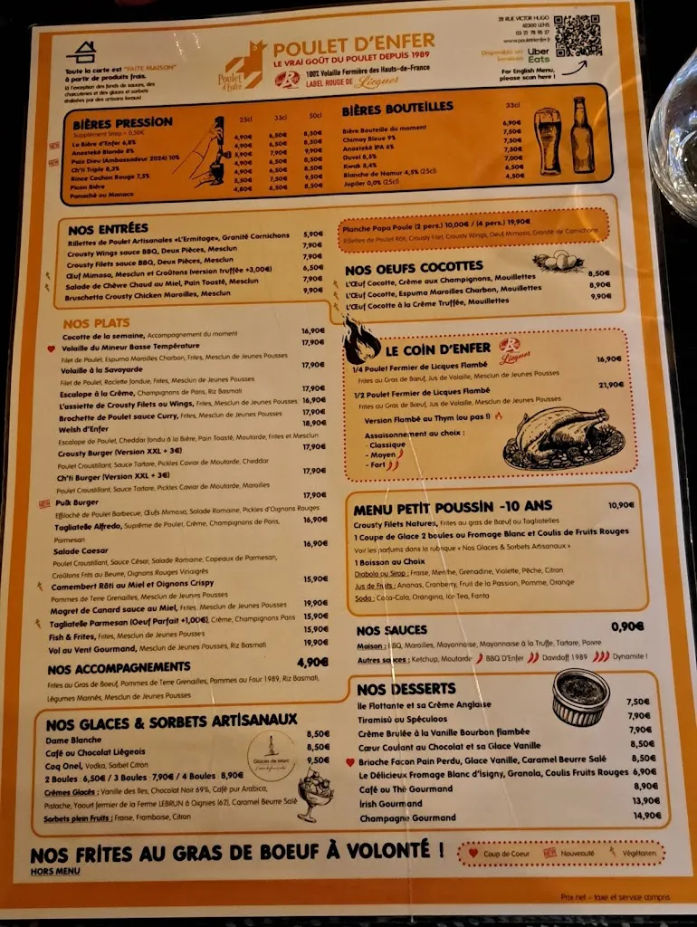 Menu_Restaurant Le Poulet d'Enfer Lens_Lens_image_1
