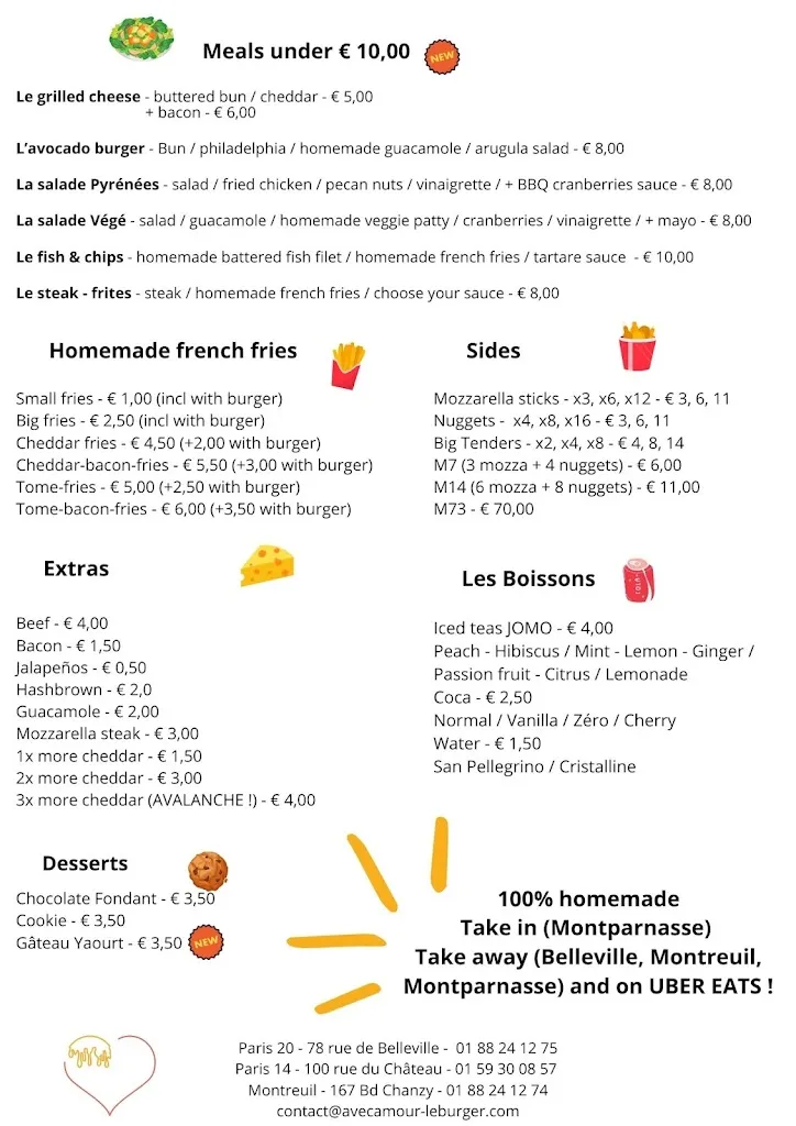 Menu_Avec Amour - Le Burger Montreuil_Montreuil_immagine_3