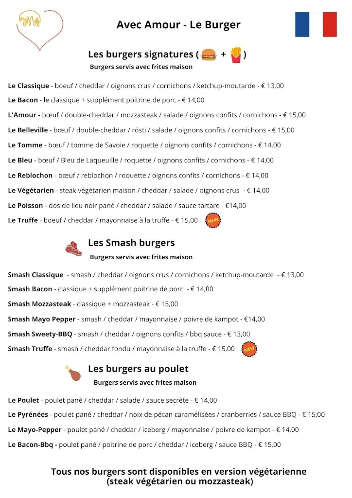 Menu_Avec Amour - Le Burger Montreuil_Montreuil_immagine_4