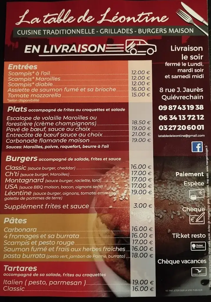 Menu_La Table de Léontine_Quiévrechain_image_2