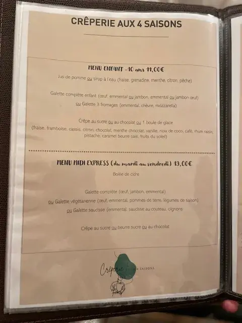 Menu_Crêperie Aux 4 Saisons_Précy-sur-Oise_image_1